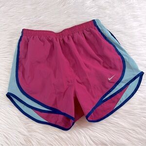Nike Dri-FIT pink + blue athletic shorts, size small